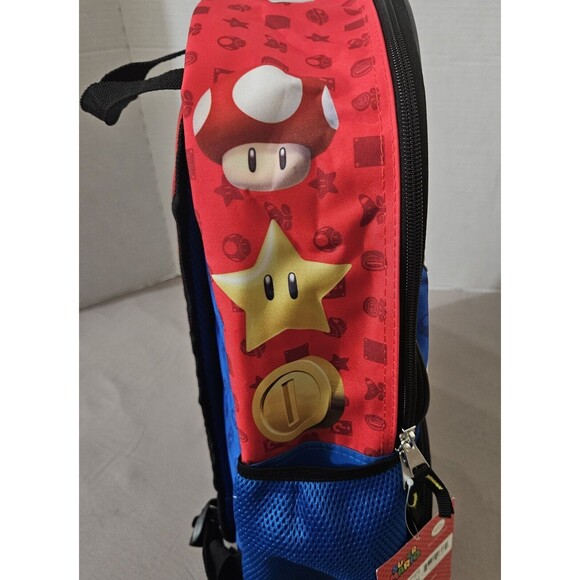 Nintendo Super Mario Backpack 17" Luigi Yoshi Padded Tablet Pocket Key Chain Kid - Picture 2 of 8